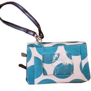 Thirty One Large Polka Dot‎ Wristlet Wallet Clutch ID Window Card Holder